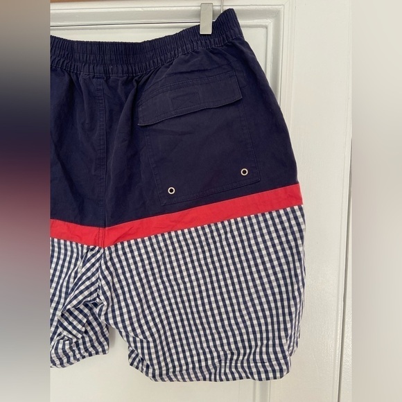 Brooks Brother Navy Blue White Red Gingham Nautical Classic Swim Trunks Shorts - Picture 8 of 13
